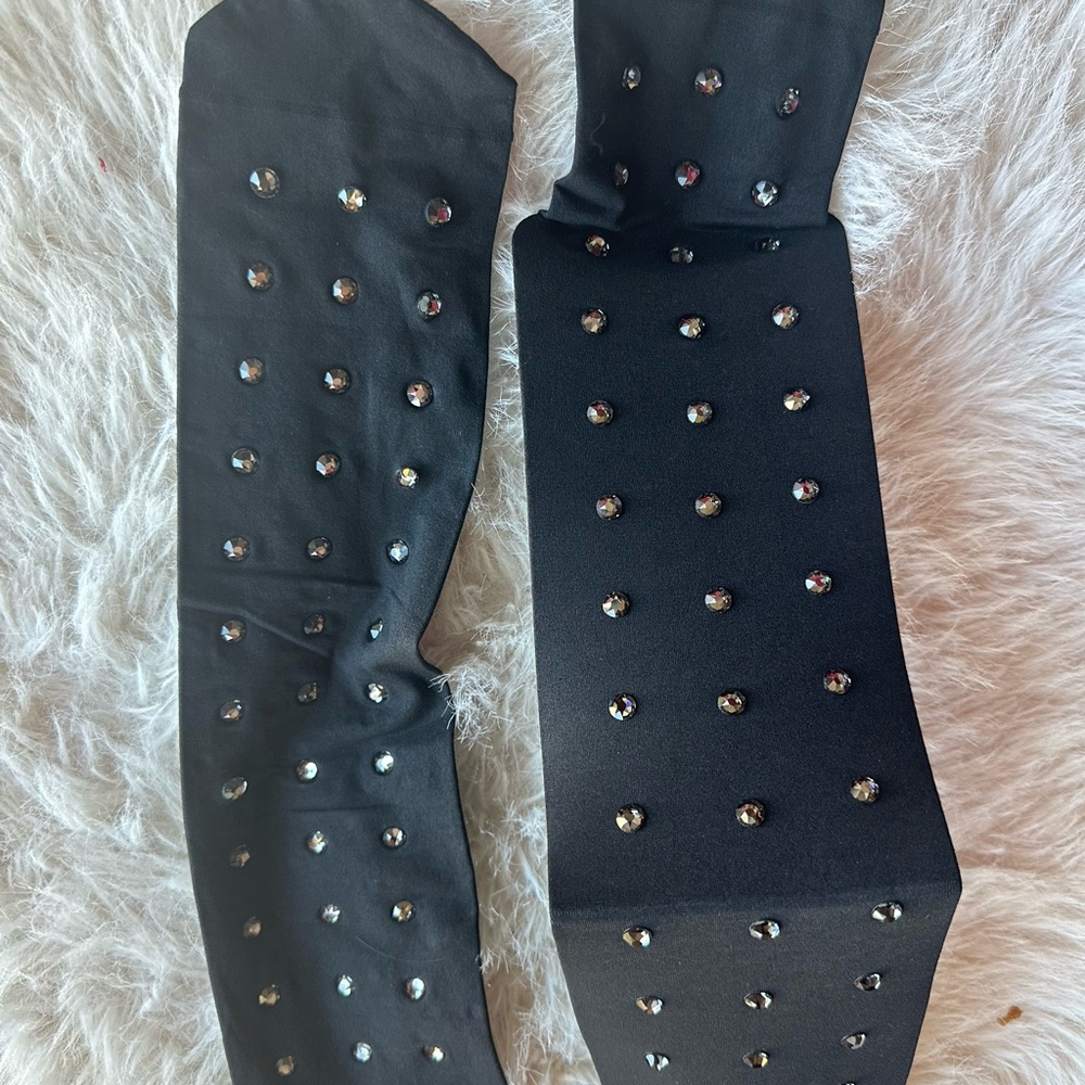 Burberry Black Mini crystal Tights with Crystal Studs hosery new without tag - Picture 4 of 12